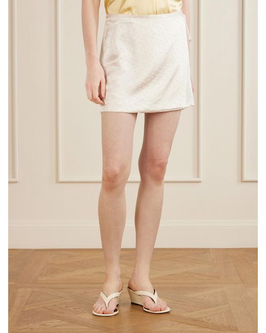 Aflalo Natural Shejo Polka-Dot Satin-Jacquard Mini Skirt