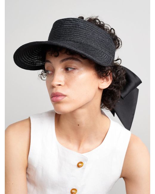Eugenia Kim Black Ricky Grosgrain-Trimmed Hemp-Blend Visor