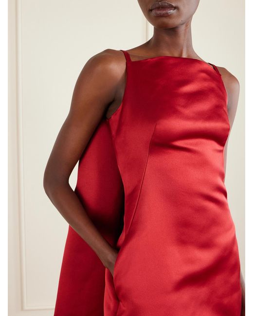 Givenchy Red Cape-Effect Silk-Satin Mini Dress