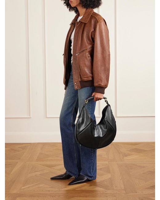 Saint Laurent Black Mombasa Paneled Leather Shoulder Bag