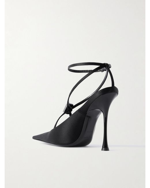 Saint Laurent Black Harlow Crystal-Embellished Satin Pumps