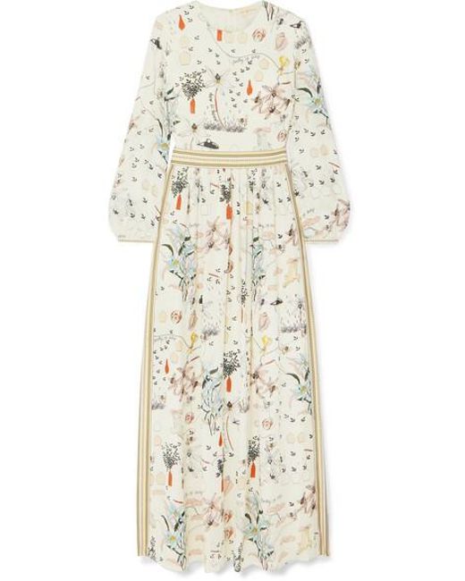 Tory Burch Synthetic Floral-print Silk Crepe De Chine Maxi Dress in ...