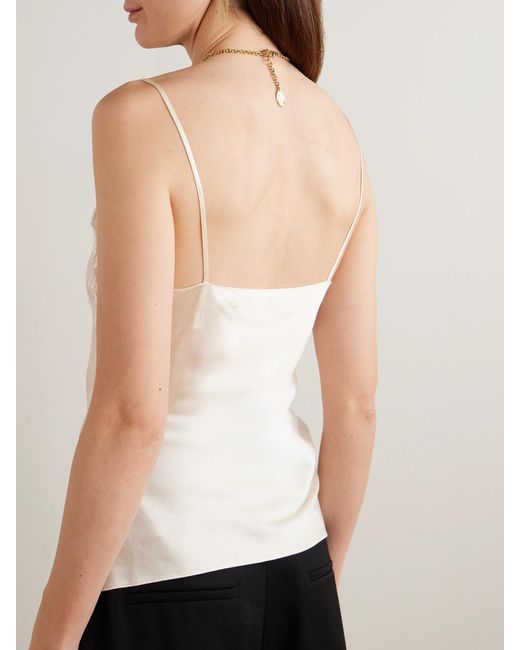 Chloé White Lace-Trimmed Silk-Satin Camisole