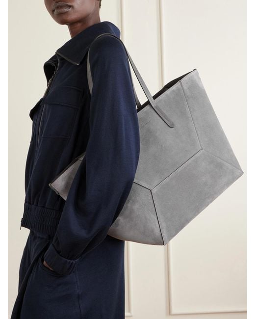 Brunello Cucinelli Gray Maxi Suede Tote