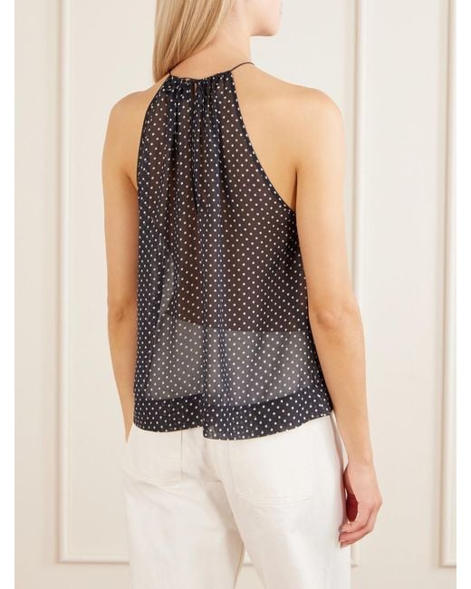 Nili Lotan Blue Nikki Halterneck Polka-Dot Silk Tank