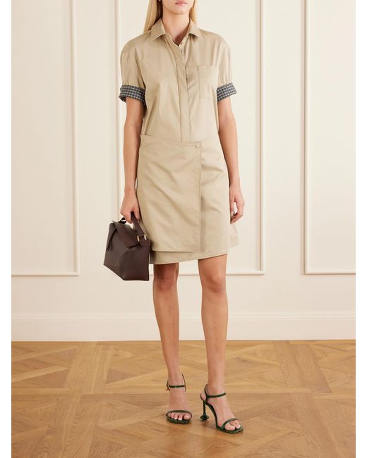 Loewe Natural Asymmetric Cotton And Silk Gabardine-Blend Mini Dress