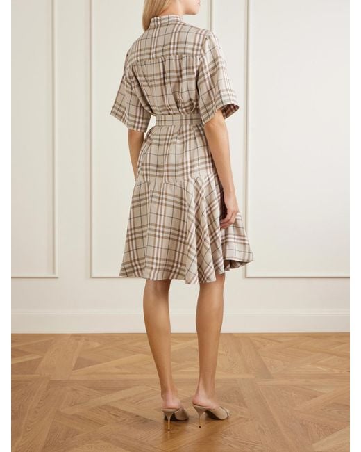 Burberry Natural Checked Woven Mini Dress