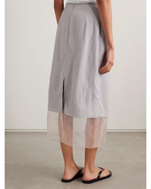 La Ligne White Cosette Midirock Aus Shell Mit Besatz Aus Organza