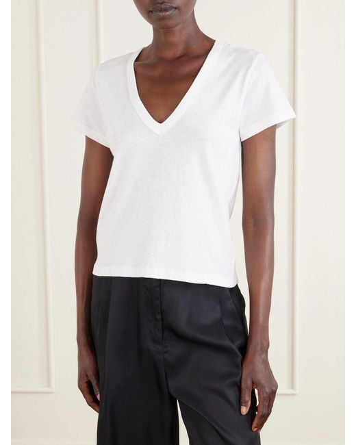 Leset White Laura Cotton-Jersey T-Shirt