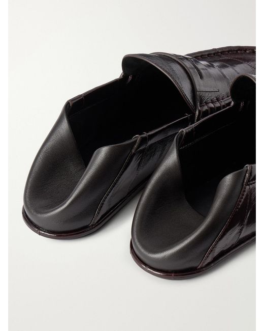 Saint Laurent Brown Logo-Embellished Leather Penny Loafers