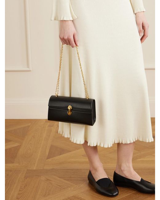 SAVETTE Black Chain Symmetry Pochette Leather Shoulder Bag