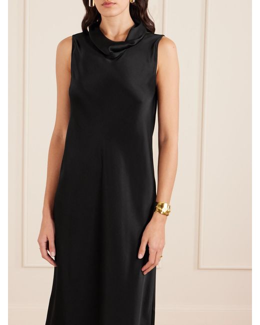 Leset Black Barb Satin Midi Dress