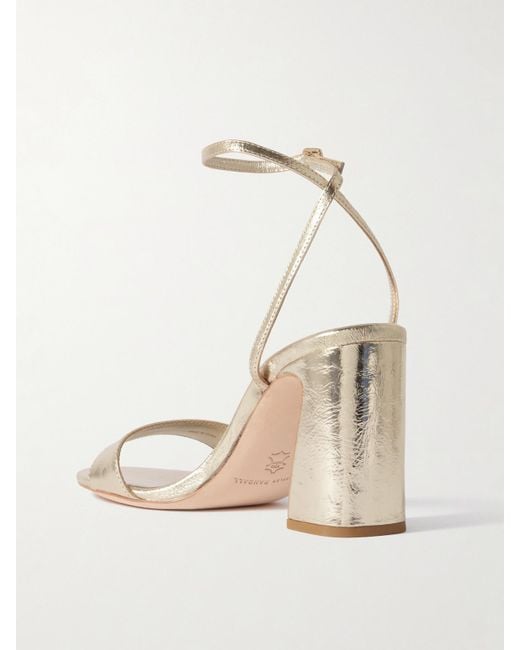 Loeffler Randall Natural Malia Metallic Crinkled-Leather Sandals