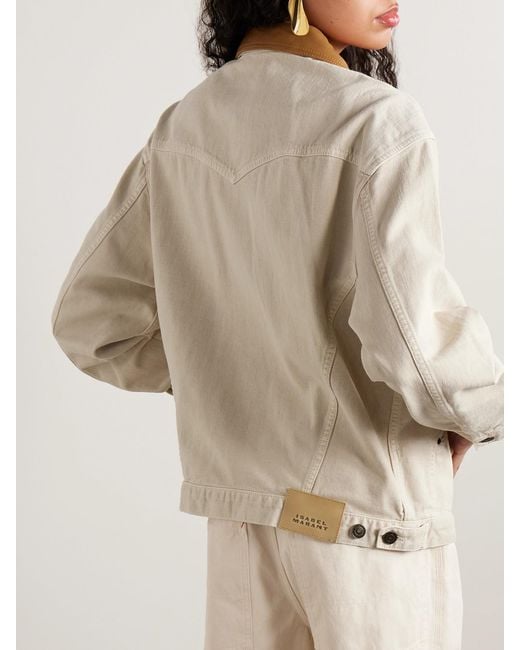 Isabel Marant Natural Petunia Leather-Trimmed Organic Cotton And Hemp-Blend Twill Jacket