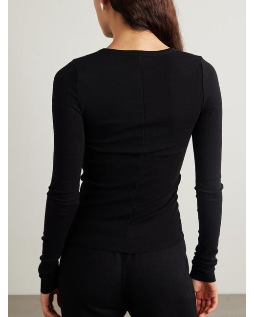 ÉTERNE Black Ribbed Jersey T-Shirt