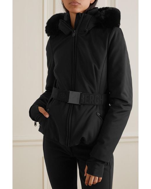Goldbergh Hida Hooded Belted Faux Fur-trimmed Down Ski Jacket in Black |  Lyst