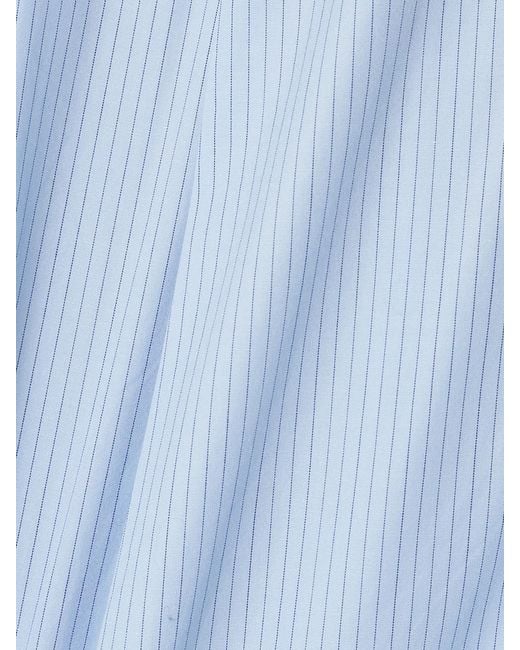 Thierry Colson Blue Striped Pleated Cotton-Poplin Shorts
