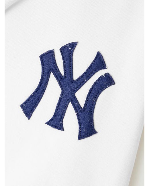 Sporty & Rich White '47 And New York Yankees Appliquéd Cotton-Jersey Hoodie