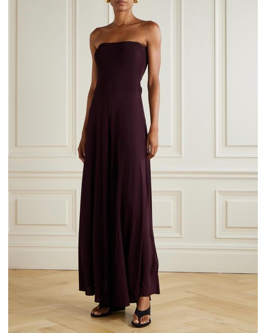 Alaïa Purple Strapless Jersey Jumpsuit