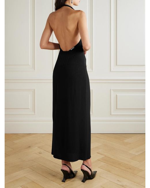 The Attico Black Jersey Halterneck Midi Dress