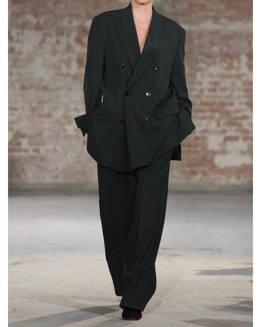 AMI Black Oversized Double-Breasted Wool Blazer