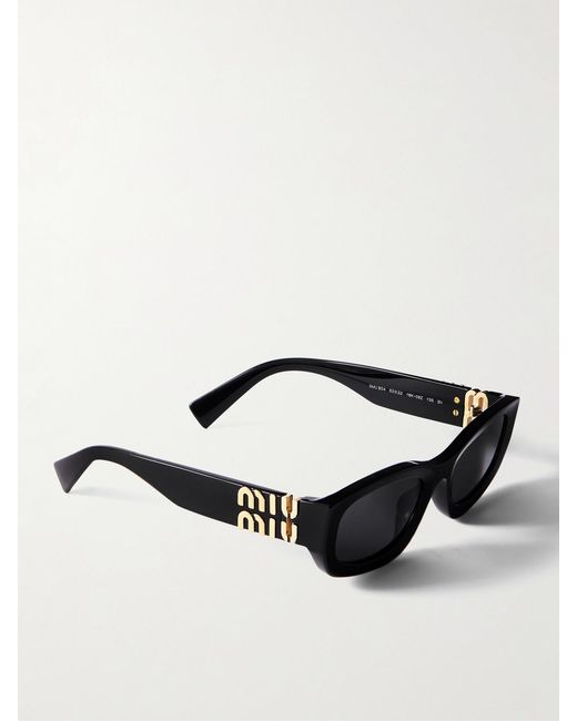Miu Miu Black Glimpse Cat-Eye Acetate Sunglasses