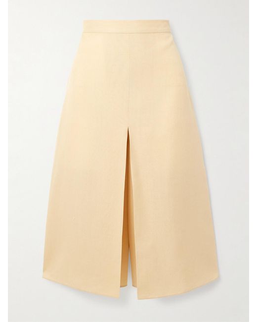 Valentino Garavani Natural Layered Canvas Wide-Leg Pants