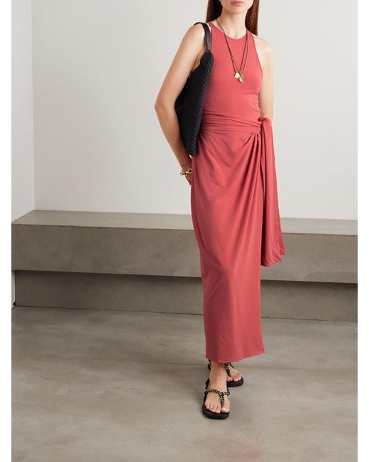 Another Tomorrow Red Stretch-Jersey Midi Dress