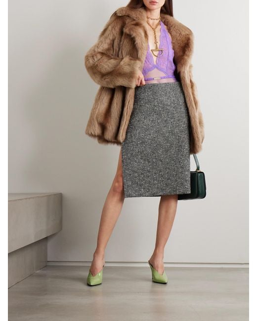 Gucci Gray Wool-Blend Bouclé Skirt