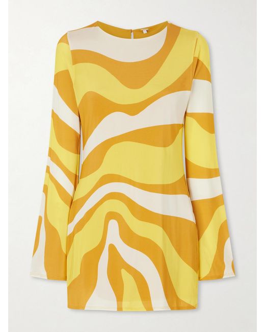 Cala De La Cruz Yellow Maisha Printed Jersey Mini Dress