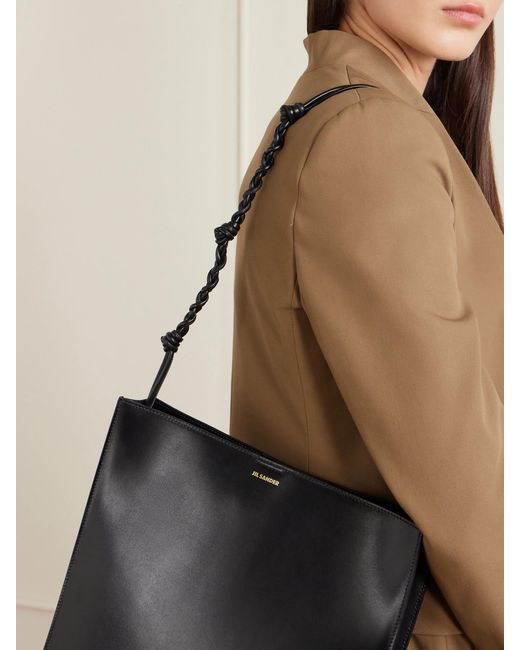 Jil Sander Tangle Leather Shoulder Bag in Black | Lyst