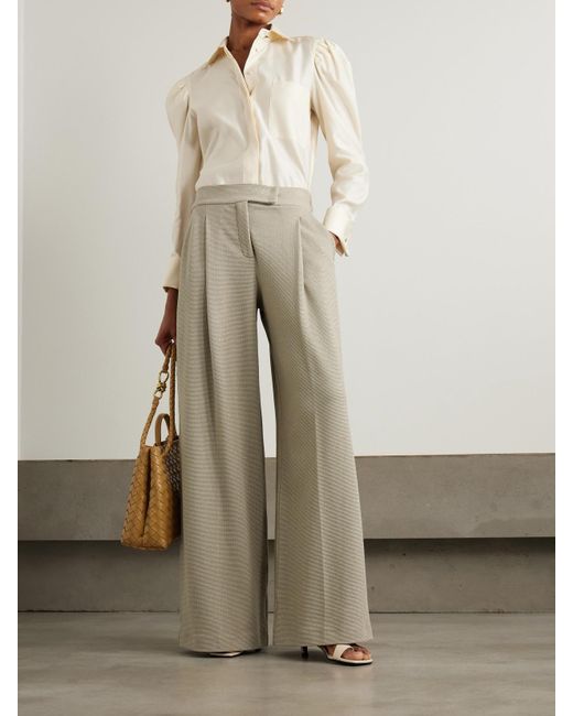 Max Mara Natural Aereo Hose Mit Weitem Bein Aus Einer Metallic-Baumwollmischung Mit Jacquard-Muster Und Falten