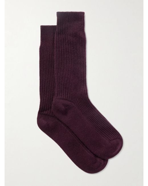 Lisa Yang Purple Zera Ribbed Cashmere Socks