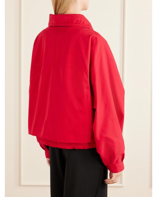 Loewe Leather-Trimmed Anagram-Embroidered Cropped Cotton And Silk-Blend Gabardine Jacket