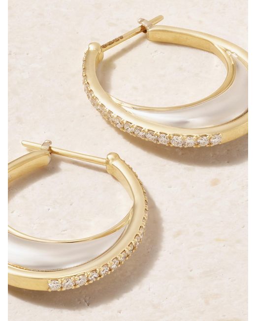 L'Atelier Nawbar Natural Bloop 18-Karat Diamond Hoop Earrings