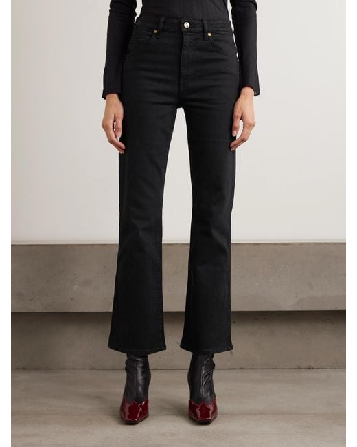 Khaite Black Vivian Mid-Rise Slim-Leg Jeans