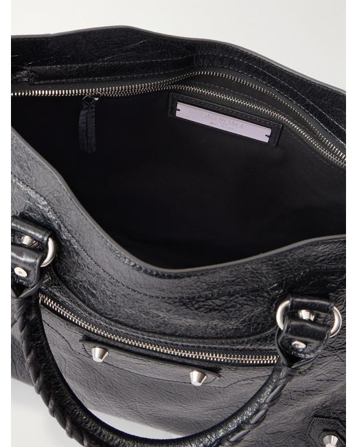 Balenciaga Black Le City Medium Crinkled-Leather Shoulder Bag