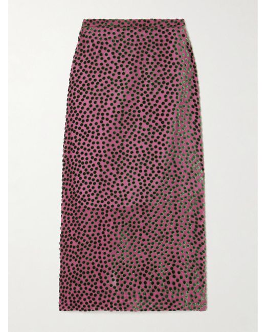 Dries Van Noten Purple Devoré-Velvet Midi Skirt