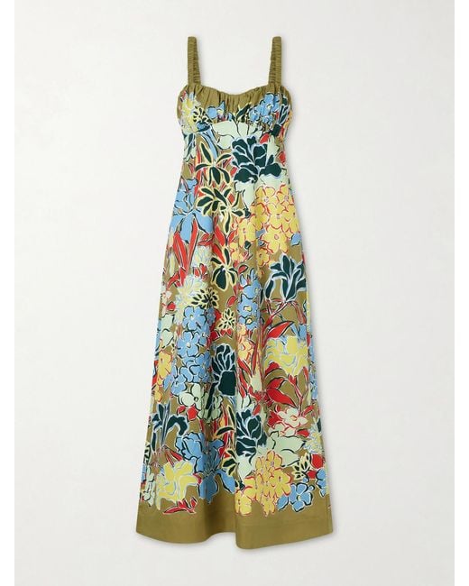 ALÉMAIS White Solstice Floral-Print Organic Cotton-Poplin Midi Dress