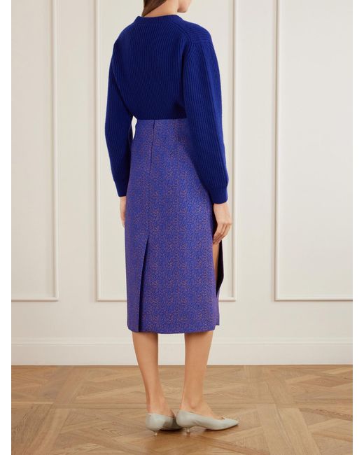 Jil Sander Blue Draped Jacquard Midi Skirt