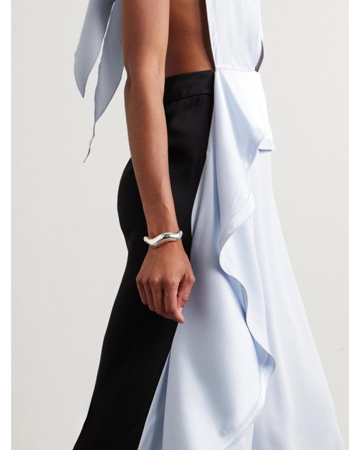 Robe Longue Dos Nu En Crêpe Satiné Et En Cady À Drapés Victoria Beckham en coloris White