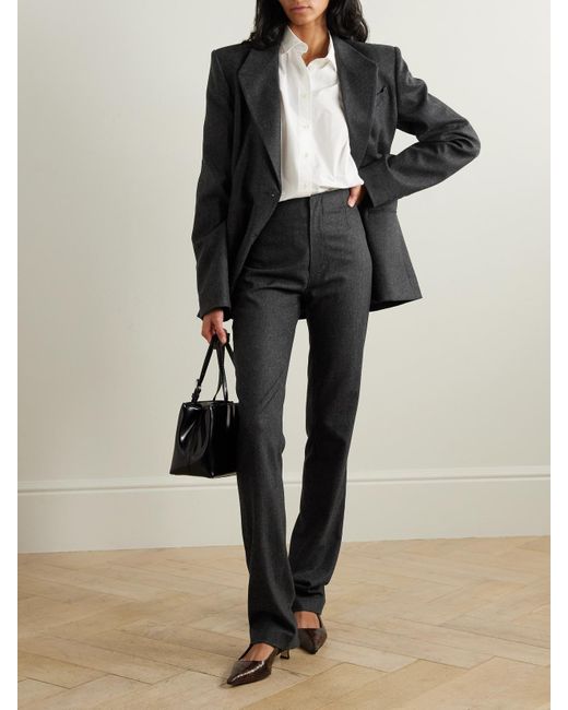Frankie Shop Black Morrison Wool-Blend Straight-Leg Pants