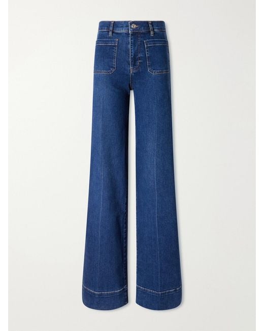 FRAME Blue Le Slice Slim Palazzo Long High-Rise Wide-Leg Jeans