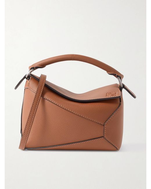 Loewe Brown Puzzle Edge Mini Textured-Leather Shoulder Bag