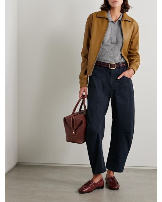 Nili Lotan Blue Shon Cotton-Blend Twill Tapered Pants