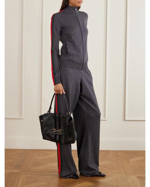 Gucci Black Paparazzo Medium Suede-Trimmed Leather Shoulder Bag