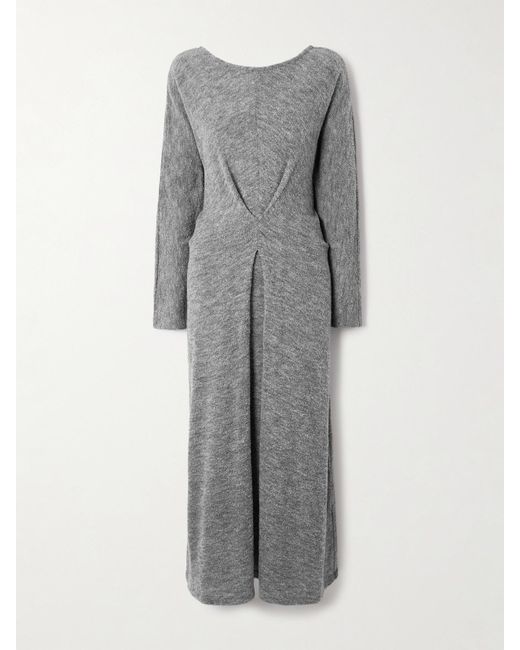 Proenza Schouler Gray Sai Pleated Bouclé Midi Dress
