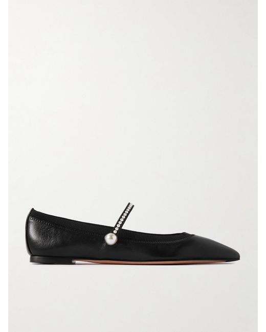 Aquazzura White Romy Embellished Leather Flats