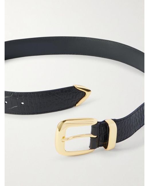 Andersons Black Croc-Effect Leather Belt