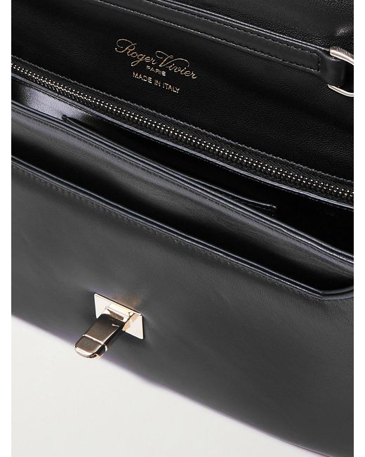 Roger Vivier Black Vic' Choc Me Padded Leather Shoulder Bag
